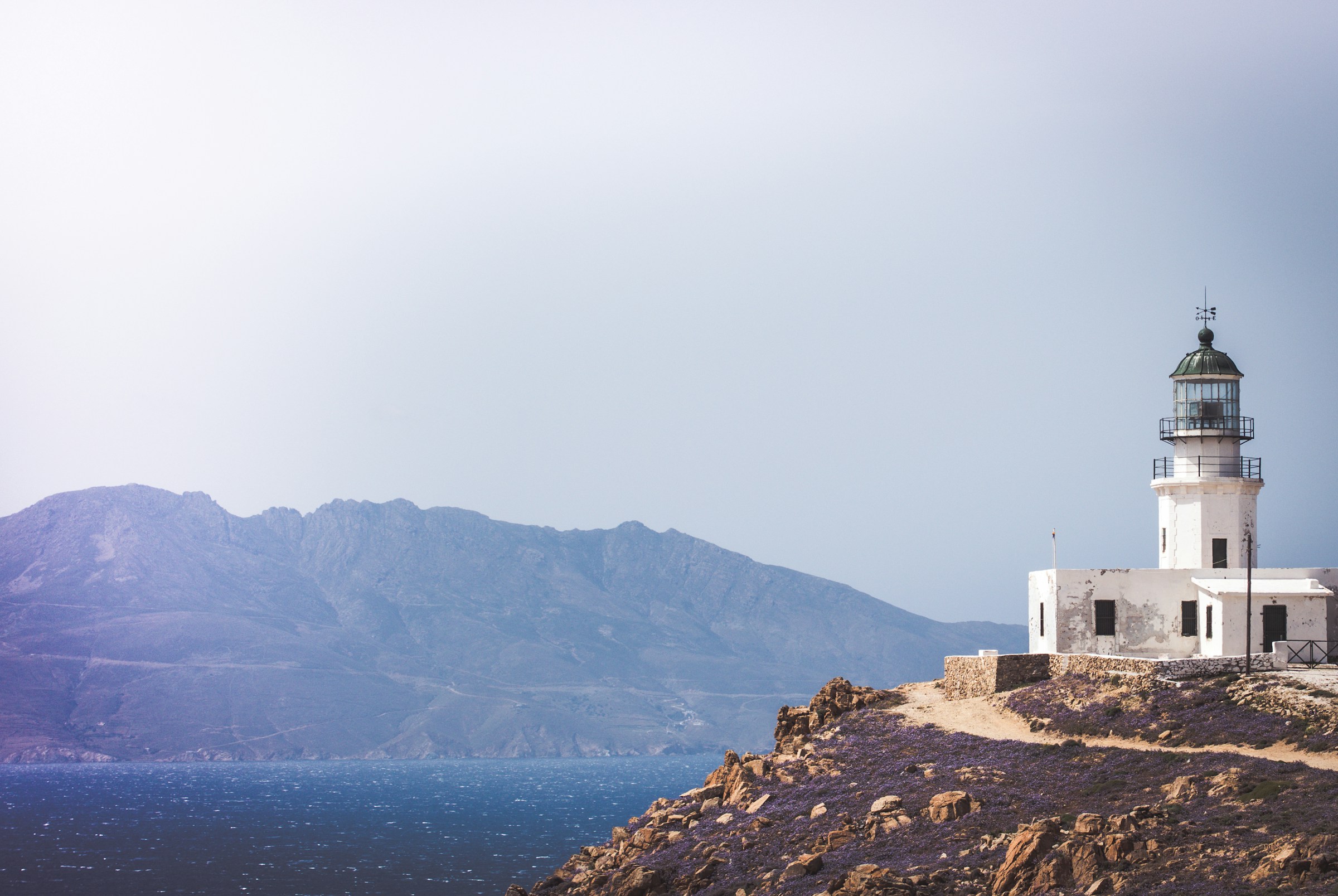 Coastal Greek lighthouse view